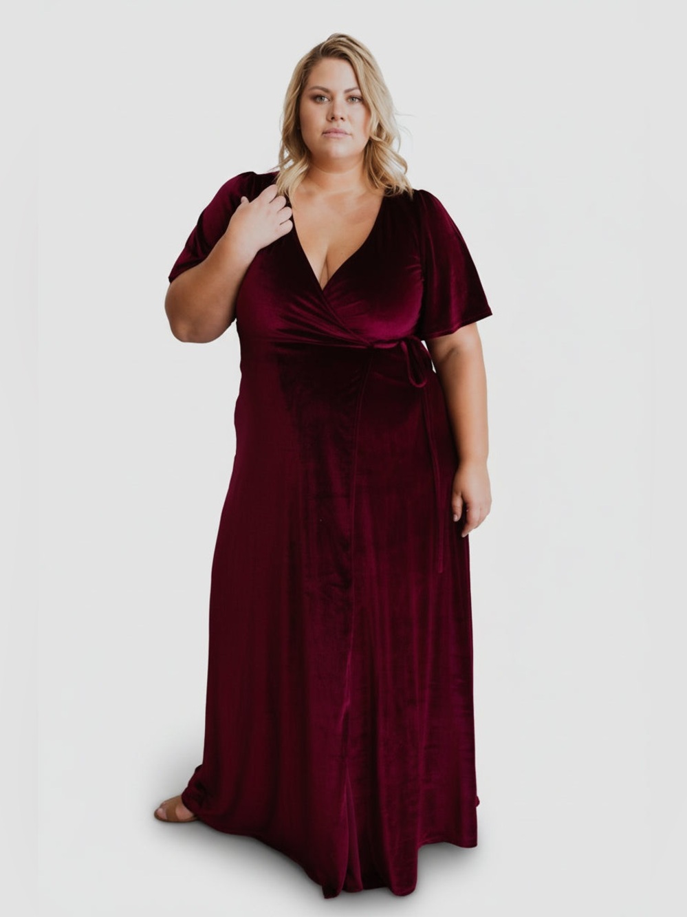 Baltic Born Meghan Velvet Short Sleeve Wrap Maxi Dress Red Large Romantic Goth